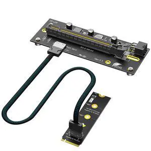 PCI-E 4.0 16X to M.2 Mkey Extension Card 32Gbps with Oculink SFF-8612 Extension Cable Compatible with M.2 NVMe SSD External Graphics Card (6PIN with 2280 Card) PCI-E 4.0 16X to M.2 Mkey Extension Card 32Gbps with Oculink SFF-8612 Extension Cable Compatible with M.2 NVMe SSD External Graphics Card (6PIN with 2280 Card)