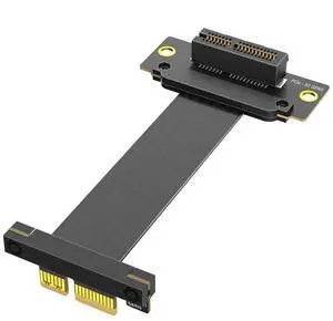 PCI-E 5.0 1X Extension Cable 16Gbps Dual 90-Degree for 1U 2U ATX/BTX Chassis Support x4 x8 x16 Slot (10CM 1X) PCI-E 5.0 1X Extension Cable 16Gbps Dual 90-Degree for 1U 2U ATX/BTX Chassis Support x4 x8 x16 Slot (10CM 1X)