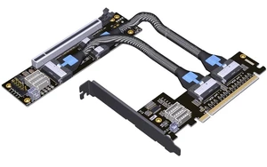 ADT-F36B-F37B PCI-e 4.0 X16 to X16 MCIO Bifurcation Adapter Riser Card 256G/bps Split Extender with Power Cable (50cm) ADT-F36B-F37B PCI-e 4.0 X16 to X16 MCIO Bifurcation Adapter Riser Card 256G/bps Split Extender with Power Cable (50cm)