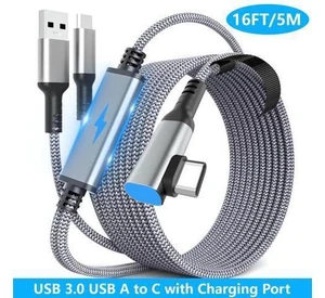 Hitoor USB A to C VR Link Cable 16FT/5M for Me-ta Quest 3S, Quest 3, for O-culus Quest 2/Pro Accessories, 3 in-1 Link Cable Charging While Playing All Day, with USB C Sufficient Power for VR Headset Hitoor USB A to C VR Link Cable 16FT/5M for Me-ta Quest 3S, Quest 3, for O-culus Quest 2/Pro Accessories, 3 in-1 Link Cable Charging While Playing All Day, with USB C Sufficient Power for VR Headset
