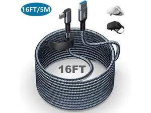 for Oculus Quest 2 Link Cable 16FT, Quest Link Cable Durable Nylon Braided, VR Headset Cable Type A USB A to USB C High Speed Data Transfer Charging Cord for Gaming PC and USB C 3.2 Gen1 Cable for Oculus Quest 2 Link Cable 16FT, Quest Link Cable Durable Nylon Braided, VR Headset Cable Type A USB A to USB C High Speed Data Transfer Charging Cord for Gaming PC and USB C 3.2 Gen1 Cable