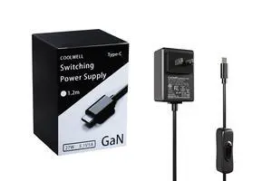 for Raspberry Pi 5 Power Supply 27W USB-C PD Power Supply Output 5.1V/5A, 9V/3A, 12V/2.25A, 15V/1.8A GaN PD 5A 27W with ON/Off Switch ETL Listed for Raspberry Pi 5 Power Supply 27W USB-C PD Power Supply Output 5.1V/5A, 9V/3A, 12V/2.25A, 15V/1.8A GaN PD 5A 27W with ON/Off Switch ETL Listed