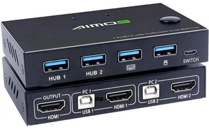 Switch HDMI 2 Port Box, AIMOS USB and HDMI Switches 4 USB Hub, UHD 4K @30Hz, for Switch HDMI 2 Port Box, AIMOS USB and HDMI Switches 4 USB Hub, UHD 4K @30Hz, for