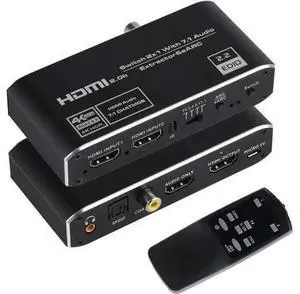 4K@60Hz eARC HDMI Audio Extractor, 2x1 HDMI Switch to HDMI + Optical Toslink SPD 4K@60Hz eARC HDMI Audio Extractor, 2x1 HDMI Switch to HDMI + Optical Toslink SPD