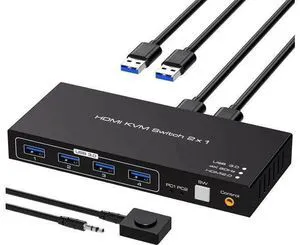 Aomoproing HDMI KVM Switch 2 Port 4K60Hz for 2 Computers Share 1 Monitor USB 3.0 Aomoproing HDMI KVM Switch 2 Port 4K60Hz for 2 Computers Share 1 Monitor USB 3.0