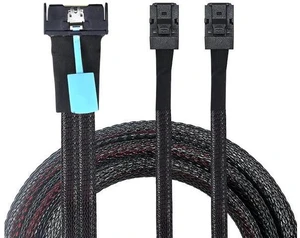 PCIe Gen5 MCIO 8X 8i to Dual Mini SAS HD SFF-8643 Server Cable, 32G H PCIe Gen5 MCIO 8X 8i to Dual Mini SAS HD SFF-8643 Server Cable, 32G H