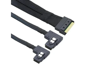 Slimline SAS SFF-8654 8i to Dual SAS SFF-8087 Right-Angle Server Cabl Slimline SAS SFF-8654 8i to Dual SAS SFF-8087 Right-Angle Server Cabl