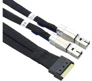 Slimline SAS SFF 8654 8i to Dual SAS HD SFF 8644 Server Cable with Fu Slimline SAS SFF 8654 8i to Dual SAS HD SFF 8644 Server Cable with Fu