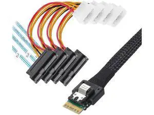 SF-047 Slimline SAS 4.0 SFF-8654 4i 38pin Host to 4 SAS 29pin SFF-848 SF-047 Slimline SAS 4.0 SFF-8654 4i 38pin Host to 4 SAS 29pin SFF-848