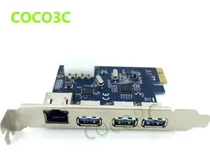 PCI-e to External 3 ports USB 3.0+ RJ45 Gigabit Ethernet Network card PCI-e to External 3 ports USB 3.0+ RJ45 Gigabit Ethernet Network card