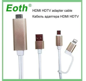 2pcs Eoth 2 In 1 Lighting and Micro USB To HDTV TV HDMI Adapter TV Dongle Digita 2pcs Eoth 2 In 1 Lighting and Micro USB To HDTV TV HDMI Adapter TV Dongle Digita