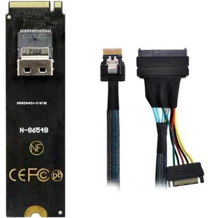 SF-013+104 NGFF M-Key NVME to SFF-8654 Slimline SAS Card Adapter and SF-013+104 NGFF M-Key NVME to SFF-8654 Slimline SAS Card Adapter and
