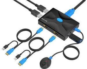 4K HDMI KVM Switch 2 Port, KVM Selector for 2 PCs Share Keyboard Mouse and Monit 4K HDMI KVM Switch 2 Port, KVM Selector for 2 PCs Share Keyboard Mouse and Monit