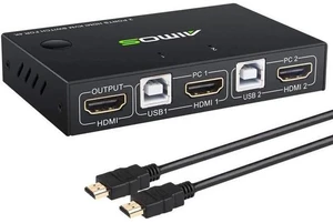 Aomoproing KVM Switch HDMI 2 Port Box, Share 2 Computers with one Keyboard Mouse Aomoproing KVM Switch HDMI 2 Port Box, Share 2 Computers with one Keyboard Mouse