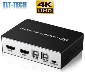 4K HDMI USB KVM Switch 2 Port HDMI KVM Selector for 2 Computer Sharing 1 HD Moni 4K HDMI USB KVM Switch 2 Port HDMI KVM Selector for 2 Computer Sharing 1 HD Moni