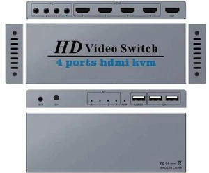 4K Switch KVM HDMI Switcher 4-port USB HDMI KVM Switch 4X1 4kX2K/30HZ HDCP 1.2 f 4K Switch KVM HDMI Switcher 4-port USB HDMI KVM Switch 4X1 4kX2K/30HZ HDCP 1.2 f