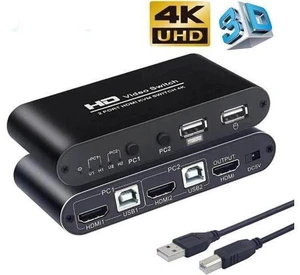 HDMI Switch USB Switch 4K HDMI Switcher Box 2 In 1 Out for 2 Computers Share Key HDMI Switch USB Switch 4K HDMI Switcher Box 2 In 1 Out for 2 Computers Share Key