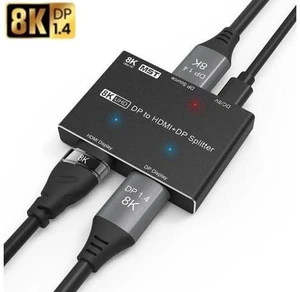 Video Splitter Displayport to Displayport 1.4&HDMI 2.1-Compatible 1x2 MST SST Hu Video Splitter Displayport to Displayport 1.4&HDMI 2.1-Compatible 1x2 MST SST Hu
