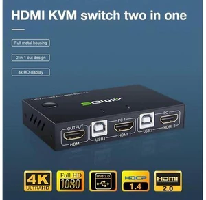 2In1Out 4K USB HDMI-compatible KVM Switch Box for 2PC Sharing Keyboard Mouse Pri 2In1Out 4K USB HDMI-compatible KVM Switch Box for 2PC Sharing Keyboard Mouse Pri