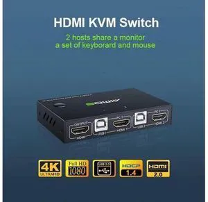HDMI KVM Switcher 4K 2 in 1 out USB KVM Switcher Keyboard Mouse USB Shared Displ HDMI KVM Switcher 4K 2 in 1 out USB KVM Switcher Keyboard Mouse USB Shared Displ