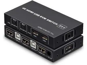 KVM HDMI USB Switch 2x1, USB Switch 4K HDMI Switcher Box for 2 Computers Share K KVM HDMI USB Switch 2x1, USB Switch 4K HDMI Switcher Box for 2 Computers Share K
