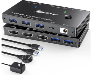 USB 3.0 KVM Switch HDMI 8K@60Hz with 3 USB3.0 Switch for 2 Computers Sharing 1 M USB 3.0 KVM Switch HDMI 8K@60Hz with 3 USB3.0 Switch for 2 Computers Sharing 1 M