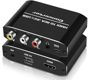 HDMI to RCA Converter, Aluminum 1080P HDMI to AV 3RCA CVBS Composite Adapter wit HDMI to RCA Converter, Aluminum 1080P HDMI to AV 3RCA CVBS Composite Adapter wit