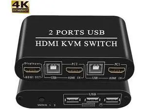 HDMI Switch 2 IN 1 OUT 4K 2 Ports USB with 3 USB 2.0 Ports for 2 Computers Share HDMI Switch 2 IN 1 OUT 4K 2 Ports USB with 3 USB 2.0 Ports for 2 Computers Share