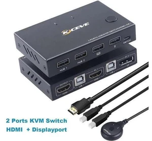 2 Ports Displayport HDMI KVM Switch Box, USB Displayport and HDMI KVM Switcher f 2 Ports Displayport HDMI KVM Switch Box, USB Displayport and HDMI KVM Switcher f