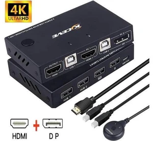 2 Port HDMI +DisplayPort KVM Switch for 2 Computers, DP HDMI USB KVM Switch for 2 Port HDMI +DisplayPort KVM Switch for 2 Computers, DP HDMI USB KVM Switch for