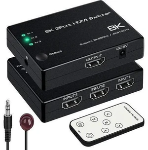 3 in 1 Out HDMI 2.1 Switch 8K@60Hz, 4K@120Hz HDMI Switcher 3 Port, 8K HDMI Auto 3 in 1 Out HDMI 2.1 Switch 8K@60Hz, 4K@120Hz HDMI Switcher 3 Port, 8K HDMI Auto