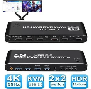 2 Port Dual Monitor 4K HDMI KVM Switch, 2x2 HDMI USB 3.0 KVM Switch 2 in 2 out 4 2 Port Dual Monitor 4K HDMI KVM Switch, 2x2 HDMI USB 3.0 KVM Switch 2 in 2 out 4