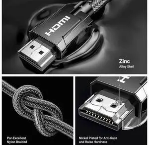 UGREEN 8K HDMI 2.1 Cable Certified 6.6FT, 10K Ultra High Speed HDMI Cord 4K 240H UGREEN 8K HDMI 2.1 Cable Certified 6.6FT, 10K Ultra High Speed HDMI Cord 4K 240H