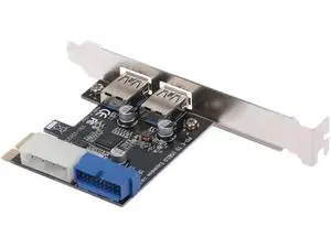 PCI Express USB 3.0 2 Ports Front Panel with Control Card Adapter 4-Pin & 20 Pin PCI Express USB 3.0 2 Ports Front Panel with Control Card Adapter 4-Pin & 20 Pin