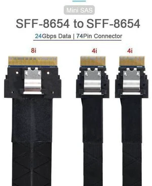 SFF-8654 8i 74Pin Male to Dual SFF-8654 4i 38Pin Male PCI-E Ultraport Slimline S SFF-8654 8i 74Pin Male to Dual SFF-8654 4i 38Pin Male PCI-E Ultraport Slimline S