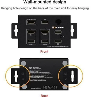 Wall-Mounted 2 In 1 Out USB HD KVM Switch Box for 2PC Sharing Keyboard Mouse Pri Wall-Mounted 2 In 1 Out USB HD KVM Switch Box for 2PC Sharing Keyboard Mouse Pri