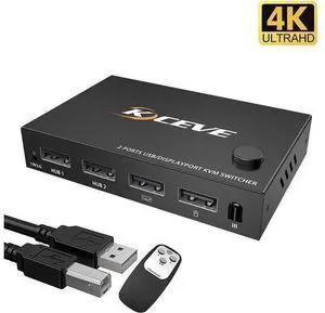 2 In 1 Out DP 4K 60Hz KVM Switch PC Dual Monitor Switcher Adapter Shared Printer 2 In 1 Out DP 4K 60Hz KVM Switch PC Dual Monitor Switcher Adapter Shared Printer