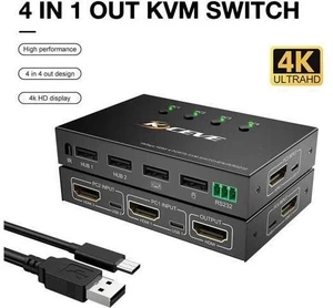 4 Ports KVM Switch HD 4K Scanner USB KVM Switch 4 In 1 Out Shared Keyboard Mouse 4 Ports KVM Switch HD 4K Scanner USB KVM Switch 4 In 1 Out Shared Keyboard Mouse
