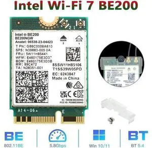 New Wi-Fi 7 Intel BE200 Bluetooth 5.4 Wifi Card BE200NGW 2.4/ 5/ 6 GHz 5.8 Gbps New Wi-Fi 7 Intel BE200 Bluetooth 5.4 Wifi Card BE200NGW 2.4/ 5/ 6 GHz 5.8 Gbps