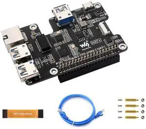 PCIe to Gigabit Ethernet and USB 3.2 Gen1 HAT for Raspberry Pi 5, PCIe to GigE & PCIe to Gigabit Ethernet and USB 3.2 Gen1 HAT for Raspberry Pi 5, PCIe to GigE &