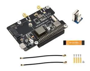 Pi5 PCIe to M.2 E Key Adapter with PoE Function Compatible with Raspberry Pi 5, Pi5 PCIe to M.2 E Key Adapter with PoE Function Compatible with Raspberry Pi 5,