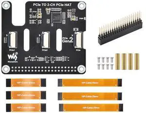 2-Channel PCIe FFC Adapter Board Compatible with Raspberry Pi 5, Expands 2-Ch PC 2-Channel PCIe FFC Adapter Board Compatible with Raspberry Pi 5, Expands 2-Ch PC