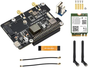 Pi5 PCIe to M.2 E Key Adapter with PoE Function Compatible with Raspberry Pi 5, Pi5 PCIe to M.2 E Key Adapter with PoE Function Compatible with Raspberry Pi 5,
