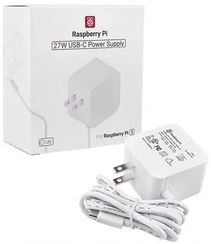 Official Pi5 Power Supply, 27W USB Type-C Power Supply for Raspberry Pi 5, US Pl Official Pi5 Power Supply, 27W USB Type-C Power Supply for Raspberry Pi 5, US Pl