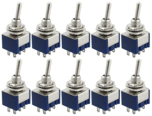 10pcs AC 125V 6A Amps ON/ON 6 Terminals 2 Position DPDT Toggle Switch MTS202 10pcs AC 125V 6A Amps ON/ON 6 Terminals 2 Position DPDT Toggle Switch MTS202