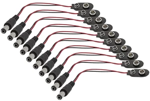 10pcs 9V Battery Clips 9 Volt I-Type Snap-on Leather Battery Buckle Connector wi 10pcs 9V Battery Clips 9 Volt I-Type Snap-on Leather Battery Buckle Connector wi