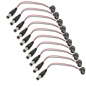 10pcs 9V Battery Clips 9 Volt T-Type Snap-on Leather Battery Buckle Connector wi 10pcs 9V Battery Clips 9 Volt T-Type Snap-on Leather Battery Buckle Connector wi