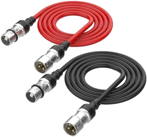 XLR Cable 6 ft 2-Pack 2 Colors, Durable Shielded Balanced XLR Cable with Gold Pl XLR Cable 6 ft 2-Pack 2 Colors, Durable Shielded Balanced XLR Cable with Gold Pl