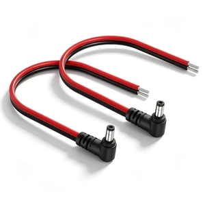 2PCS Right Angle DC5521 Power Pigtails Cable,1 FT 14AWG 5.5mm x 2.1mm DC Male Ba 2PCS Right Angle DC5521 Power Pigtails Cable,1 FT 14AWG 5.5mm x 2.1mm DC Male Ba