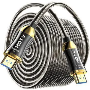 Fiber Optic HDMI 2.1 Cable 32.8FT (10M), 48Gbps Ultra High Speed HDMI Cable, 8K@60Hz, 4K@120Hz, CL3 Rated In-Wall Rated, Steel Armored Optical HDMI Cable, eARC, HDR, PS5 Compatible for TV, Gaming & Ho Fiber Optic HDMI 2.1 Cable 32.8FT (10M), 48Gbps Ultra High Speed HDMI Cable, 8K@60Hz, 4K@120Hz, CL3 Rated In-Wall Rated, Steel Armored Optical HDMI Cable, eARC, HDR, PS5 Compatible for TV, Gaming & Ho